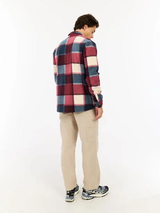 Men's Fleece Cardigan with Buttons Velvet Red