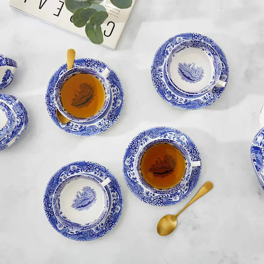 Spode Σετ Φλιτζάνια Καφέ Κεραμικά Μπλε 200ml 8τμχ