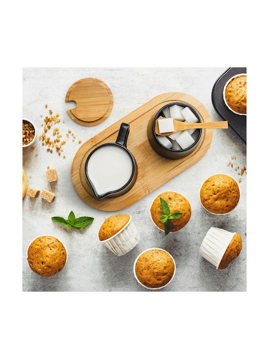 Miamio Set Cană pentru lapte & Zaharniță de Servire Ceramică Negru 1buc