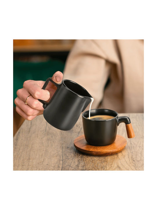 Miamio Set Cană pentru lapte & Zaharniță de Servire Ceramică Negru 1buc