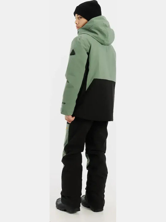 Snowjacket Waterproof Kids Casual Short Coat with Lining and Hood Aspen Green