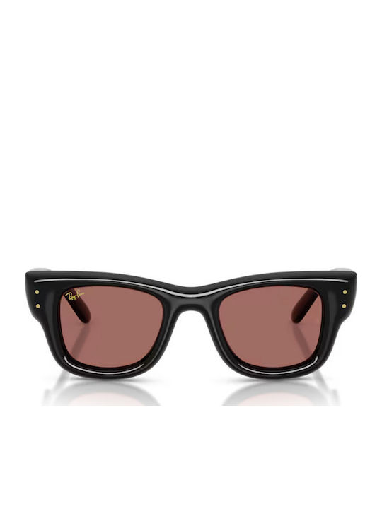 Ray Ban Wayfarer Unisex Sunglasses with Black Plastic Frame and Red Lens