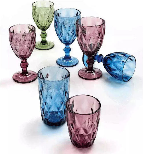 Cryspo Trio Set of Glasses for White Wine made of Glass in Purple Color 230ml 6pcs