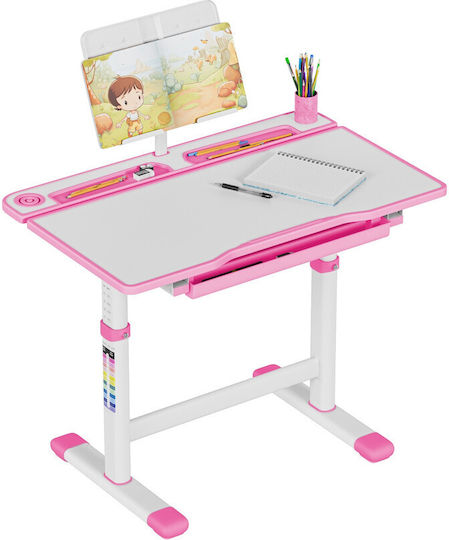 Kinder Schreibtisch aus Melamin Rosa 66x53x54-76cm