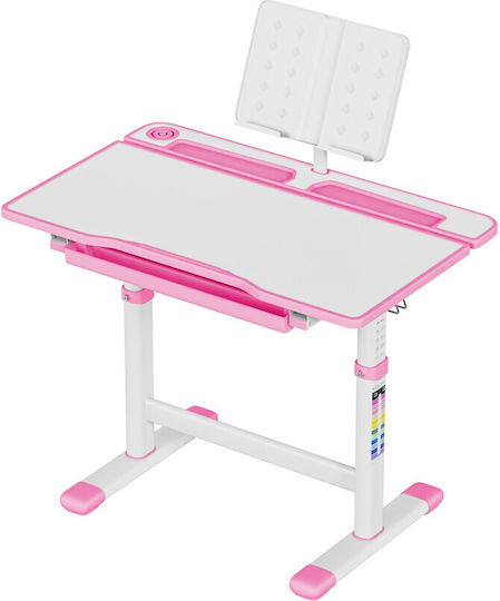 Kinder Schreibtisch aus Melamin Rosa 66x53x54-76cm
