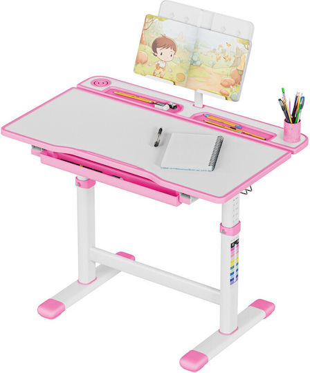 Kinder Schreibtisch aus Melamin Rosa 66x53x54-76cm