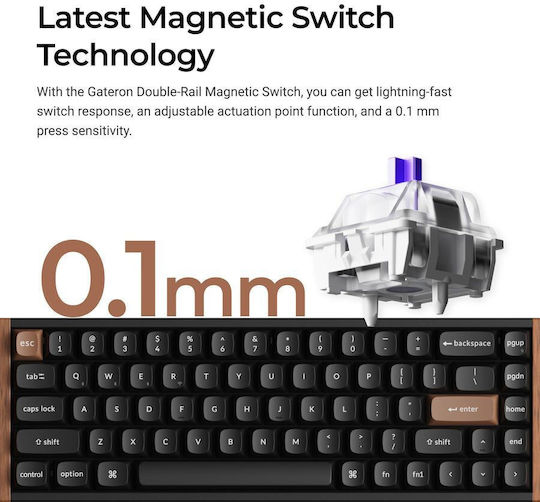 K6 HE Tastatură Gaming Wireless Hall Effect 65% cu Comutatoare Magnetice și Iluminare RGB K6H-F1 (Engleză SUA) Ediție Specială Wood