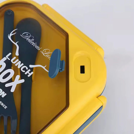 Roza Rz34617 Set Lunch Box Plastic 1000ml Water Bottle 500ml Spoon Knife Lightweight Portable