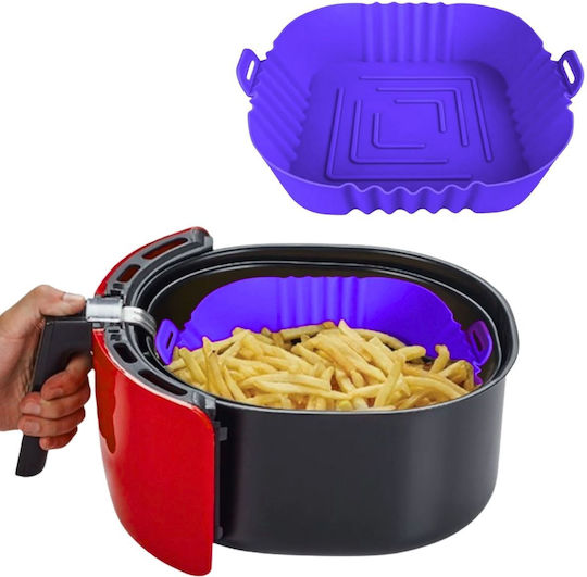 Square Silicone Cooking Form Air Fryer 16cm Purple