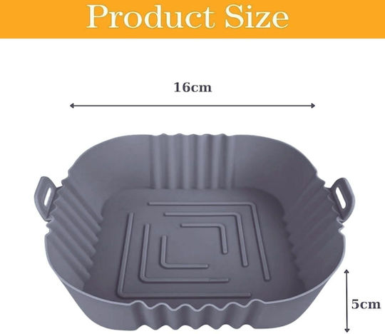 Silicone Square Cooking Form Air Fryer 16cm Grey