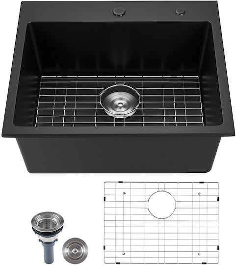 Vevor Drop-In Küchenspüle aus Flüssigem Granit 63,5x55,9cm Grau