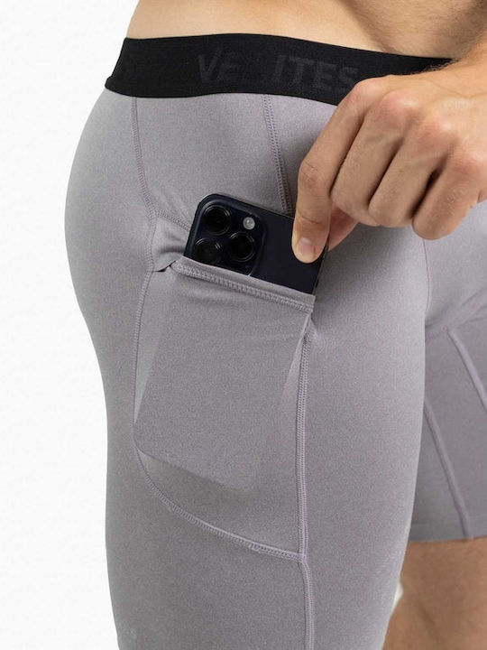 Velites Men's Sports Short Leggings Gray
