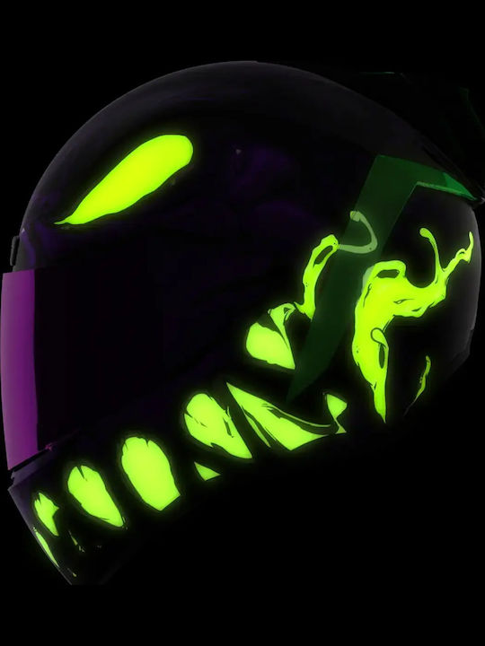 Icon Airform ManikRR Purple Motorradhelm Volles Gesicht ECE 22.06 1670gr mit Sonnenblende