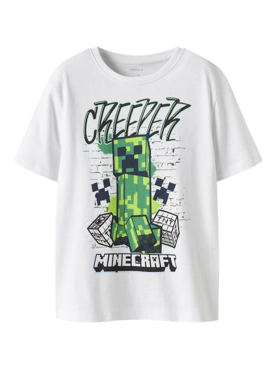 Детска тениска бял Minecraft