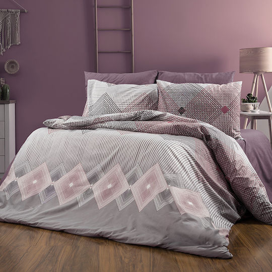 Dimcol Καλλιρόη Σετ Υπέρδιπλο 4τμχ 240x270εκ. 606 Grey-burgundy