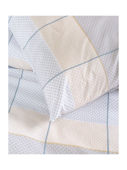 Rythmos Sheet Set with 2 Pillowcases Super-Double with Elastic 160x260+25cm. Colette Grey-light Blue 3pcs