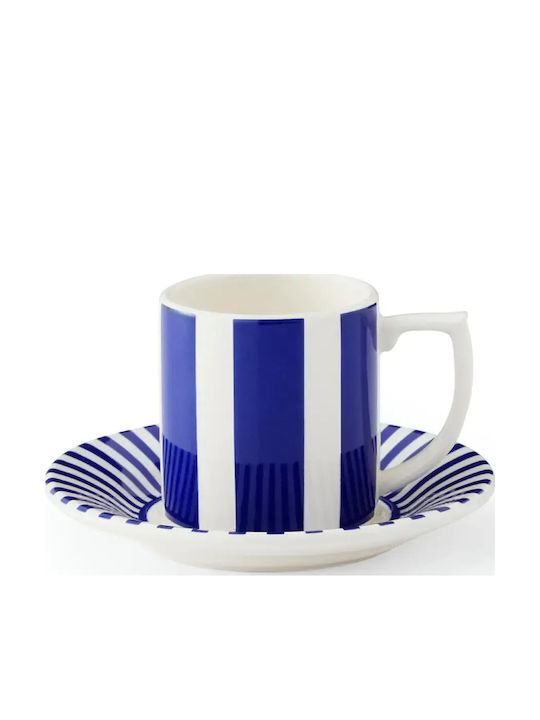 Spode Σετ Φλιτζάνια Καφέ Κεραμικά Μπλε 80ml 8τμχ
