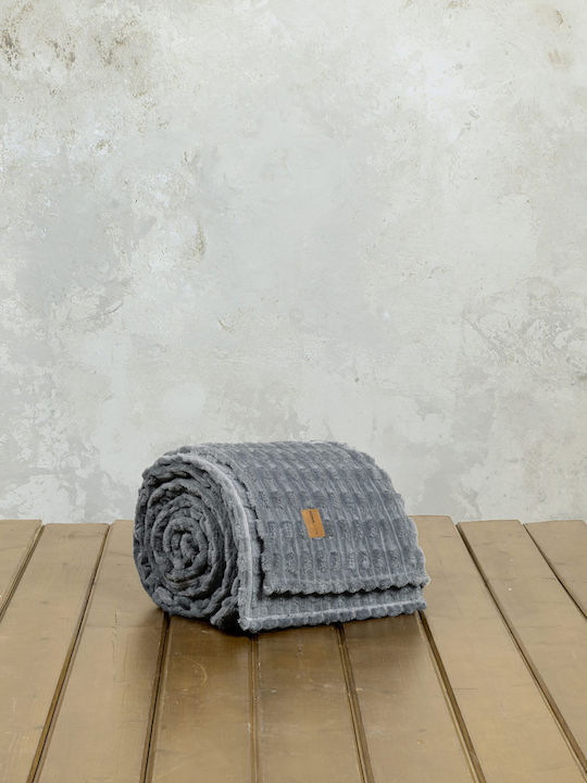 Nima Savara Κουβέρτα Sherpa Μονή 160x220εκ. Dark Gray