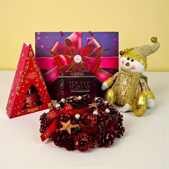 Pachet Deliciu De Crăciun Figurină Om De Zăpadă Odorizant De Cameră Coroană Decorativă Trufe De Ciocolată În Sac Cadou