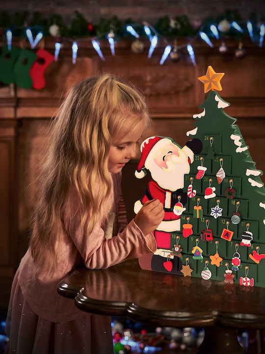 Cutie Muzicală De Decor Pentru Calendarul Advent Pom De Crăciun Design 24 De Zile Din Lemn 39 X 6 X 52 Cm
