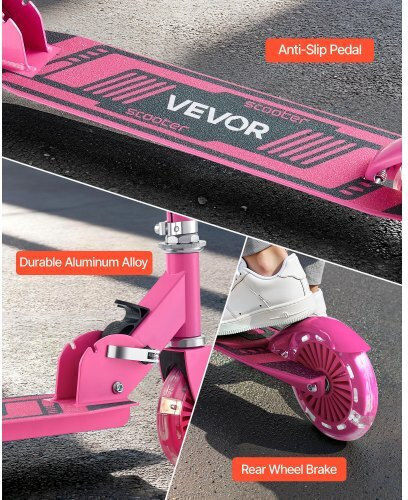 Vevor Kids Scooters Foldable 2-Wheel for 3+ Years Pink