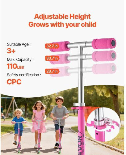 Vevor Kids Scooters Foldable 2-Wheel for 3+ Years Pink