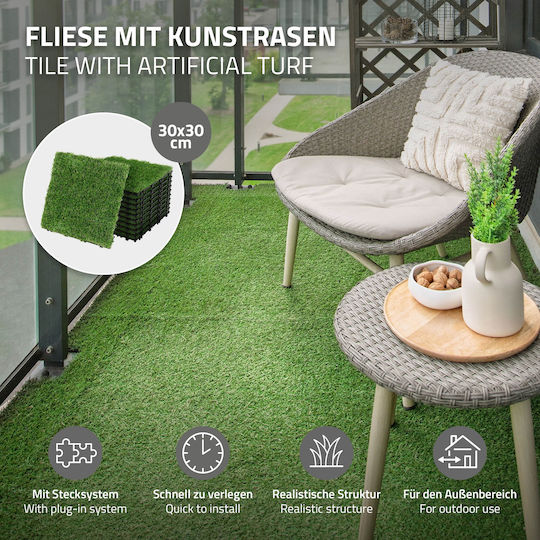 Synthetic Turf Tile 0.3x0.3m and 35mm Height