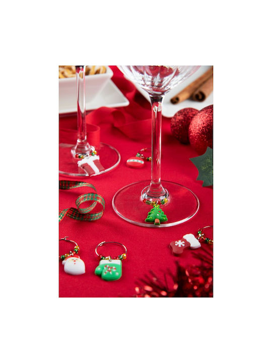 Excelsa Set 6 Christmas Glass Markers 2 Σχέδια Steel & Plastic
