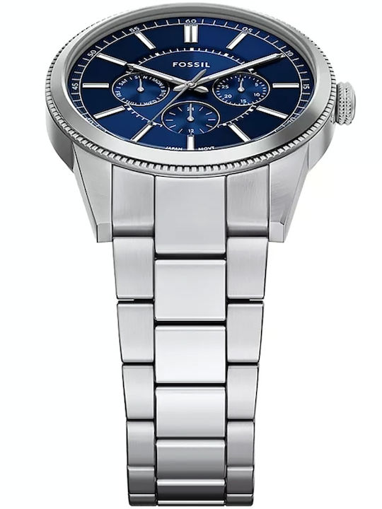 Fossil Multifunction Herrenuhr 42mm Batterie mit Silber Metallarmband