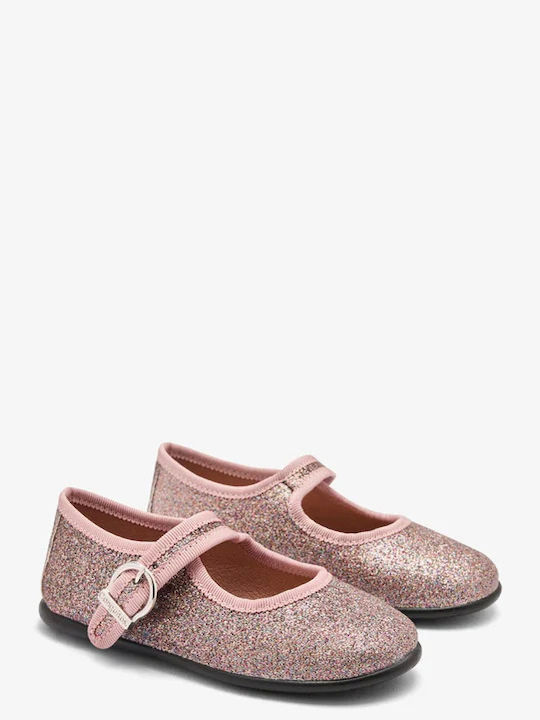 Παιδικές Μπαλαρίνες mit verstellbarer Metallschließe Leder Rosa