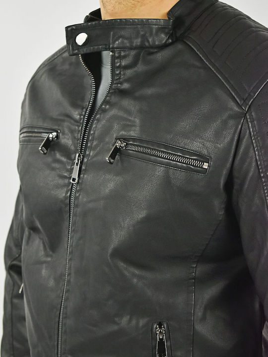 Synthetic Leather Black Jacket