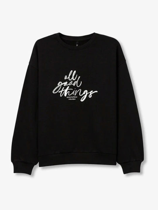 Damen Sweatshirt Kapuzen Black