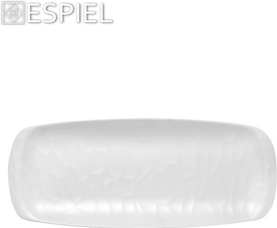 Espiel Wavy Matte Teller Untiefe Rechteckig aus Melamin Weiß 21x8.5cm 6Stück