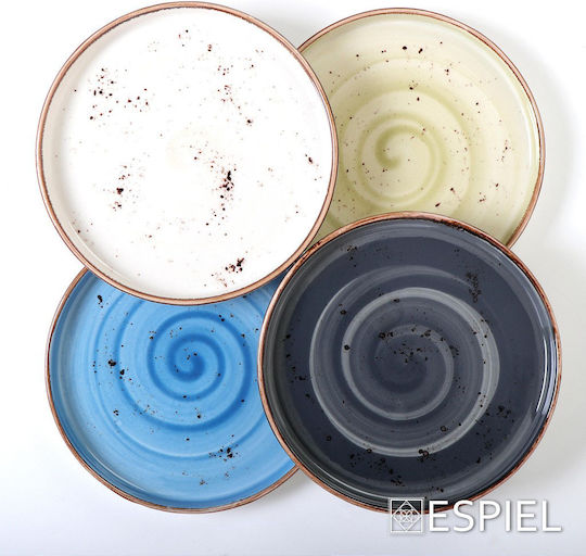 Espiel Terra Cream Shallow Serving Plate Made of Beige Porcelain with Diameter 26cm 6 Pieces