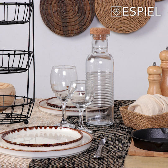 Espiel Terra Cream Shallow Serving Plate Made of Beige Porcelain with Diameter 26cm 6 Pieces