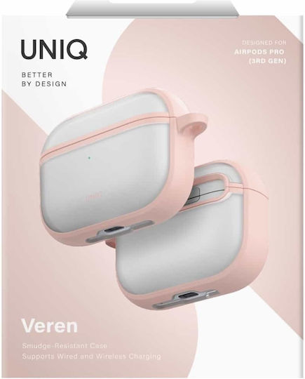 Uniq Hülle Silikon / Kunststoff mit Haken in Rosa Farbe für Apple AirPods Pro