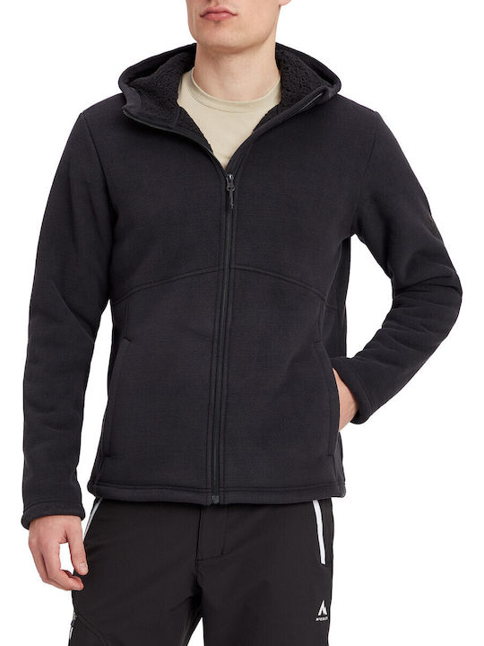 Viana Men's Fleece Cardigan with Hood Black