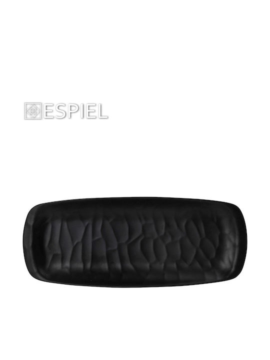 Espiel Wavy Plate Shallow Rectangular Black 33.5x13.5cm 2pcs