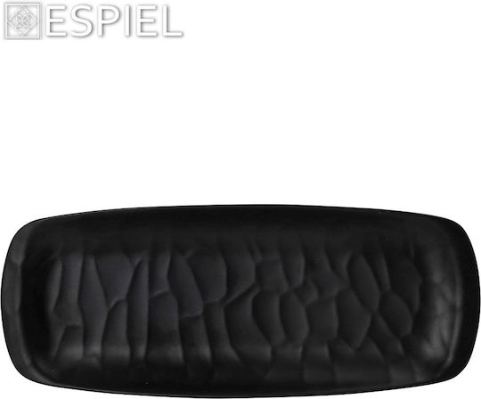 Espiel Wavy Plate Shallow Rectangular Black 33.5x13.5cm 2pcs
