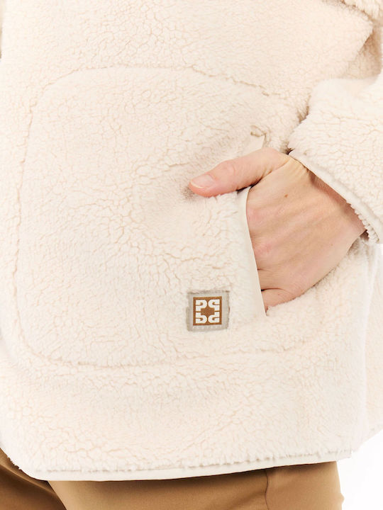 Lange Sportliche Damenjacke in Ecru