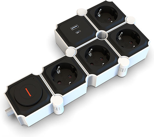 Eurolamp Πολύπριζο 4 Θέσεων με 2 USB-A, Διακόπτη και Καλώδιο 2m