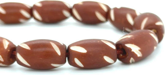 Worry Beads Camel Bone Graven Brown 21 Beads