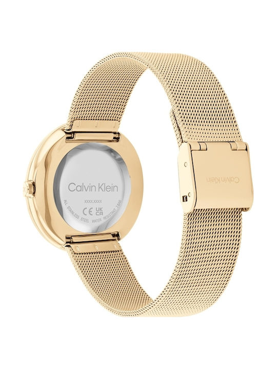 Calvin Klein Twisted Bezel Women's Watch with Gold Metal Bracelet