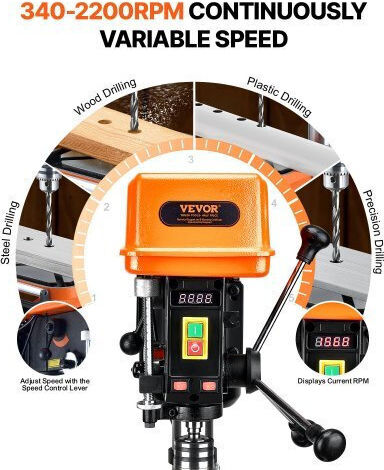Vevor Benchtop Drill Press TSZC33ABS127XMI9Y001V2 with Power 750 Watt