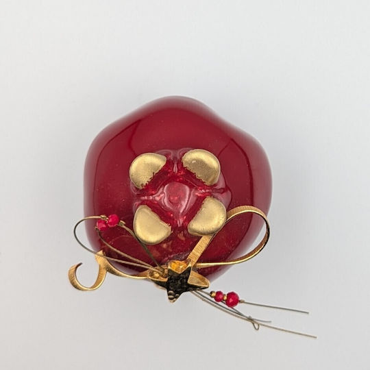 Grekas Home Handmade Tabletop Lucky Charm Pomegranate Red Ceramic 9cm 1pcs