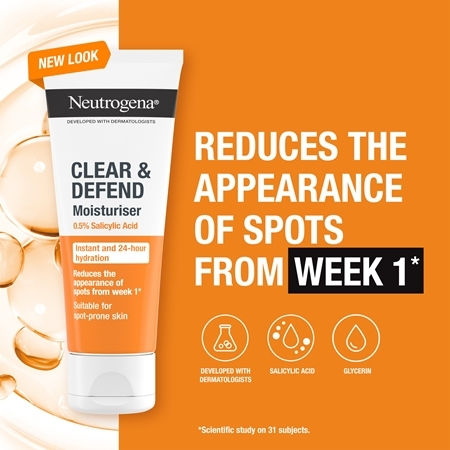 Neutrogena Clear & Defend 24-Часов Хидратиращ Дневен Крем За Лице Срещу Несъвършенства По Кожата И Акне С Алое Вера 50мл