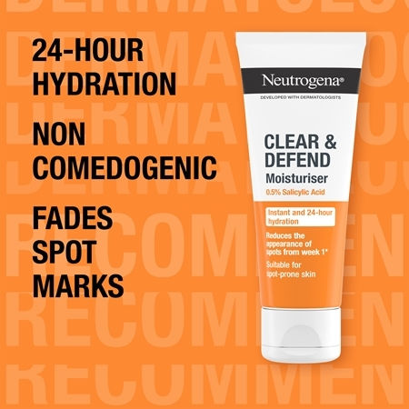 Neutrogena Clear & Defend 24-Часов Хидратиращ Дневен Крем За Лице Срещу Несъвършенства По Кожата И Акне С Алое Вера 50мл