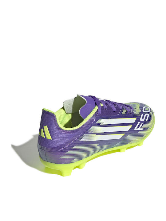F50 League FG/MG Ghete De Fotbal Pentru Copii Cu Crampoane Purple Rush / Cloud White / Lucid Lemon