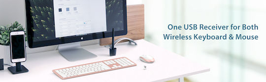 iClever IC-GK08 Wireless Bluetooth Keyboard & Mouse Set English US Pink