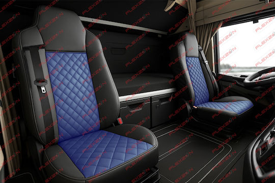 Set Truck Covers 2 Pieces Man Tgx 2017+ Blue Eco Leather